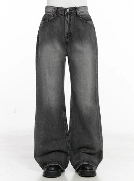 yunah-washed-semi-wide-jeans-co524 / Black