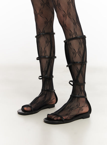 strap-sandal-long-boots-iy502 / Black