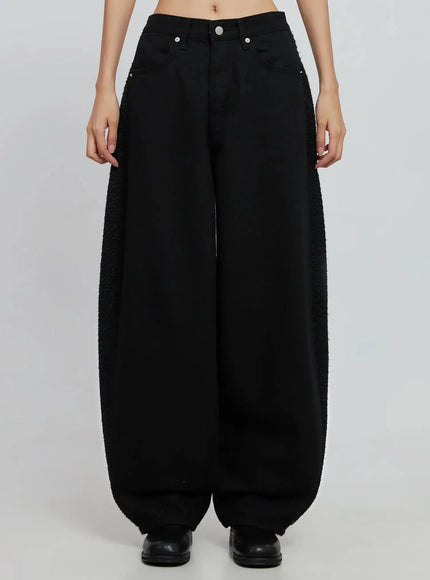 maxine-wide-leg-tweed-pants-io530 / Black