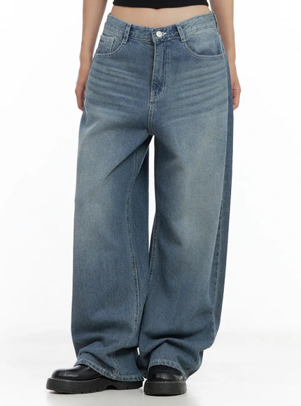 riwon-retro-wash-wide-jeans-cl508 / Blue