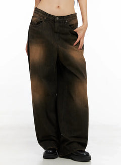 analia-washed-wide-leg-jeans-co529 / Brown