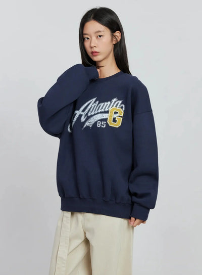 graphic-oversized-crewneck-io530 / Dark blue