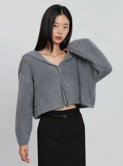 cozy-gray-crop-cardigan-io530 / Gray