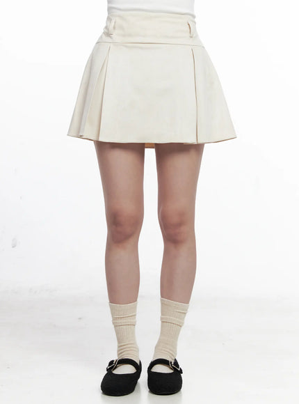 pleated-mini-skirt-co524 / Light beige