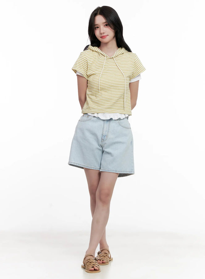 casual-light-wash-denim-shorts-cl516 / Light blue