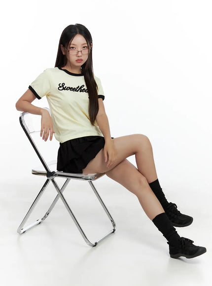 contrast-text-cropped-tee-cl508 / Light yellow