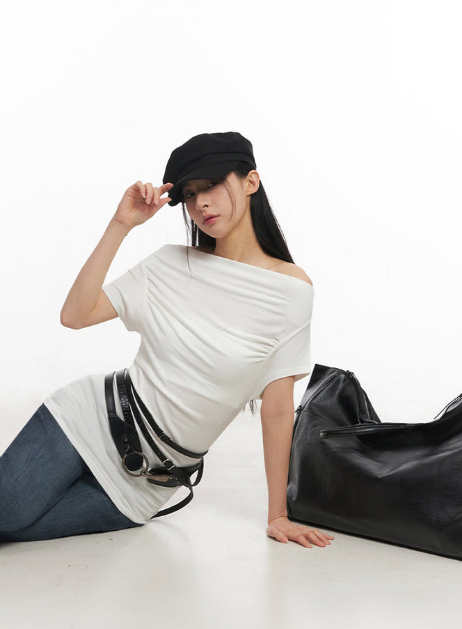 off-shoulder-slim-fit-mini-dress-iu509 / White