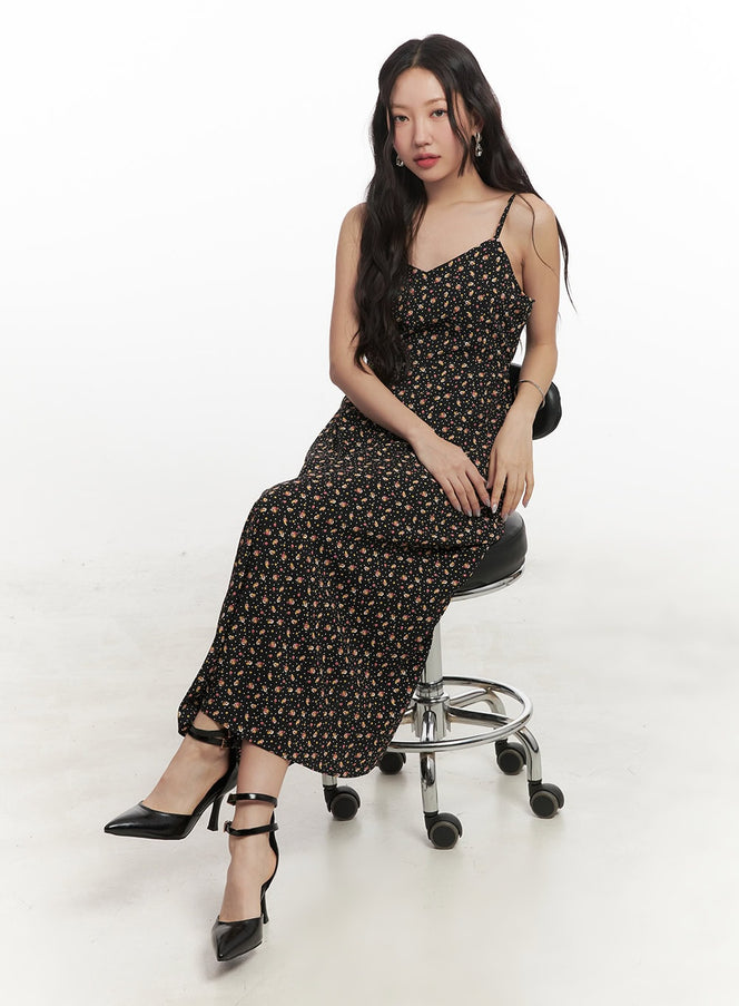 sweetheart-floral-cami-maxi-dress-cf520 / Black