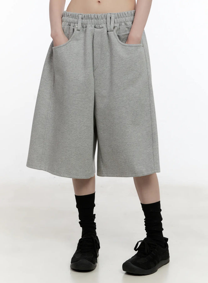 comfy-belted-jogger-sweatshorts-cl507 / Gray