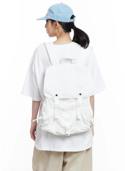 lace-drawstring-backpack-cu530 / White