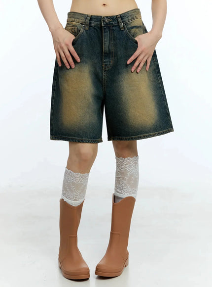 vintage-washed-wide-fit-jorts-iu523 / Dark blue