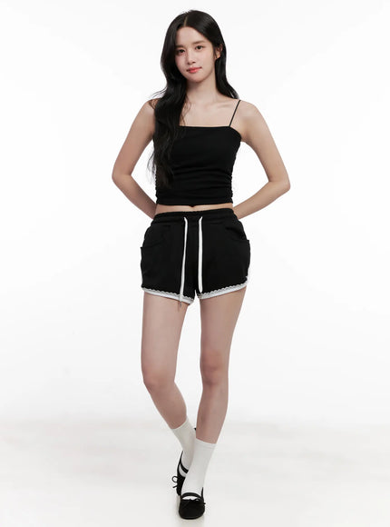contrast-lace-trim-shorts-cl516