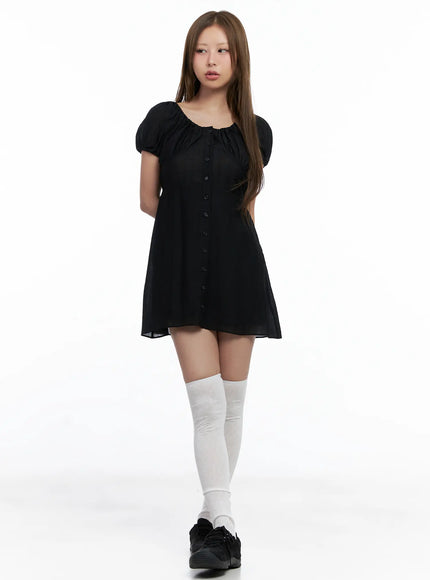 shirred-puff-sleeve-mini-dress-cl510