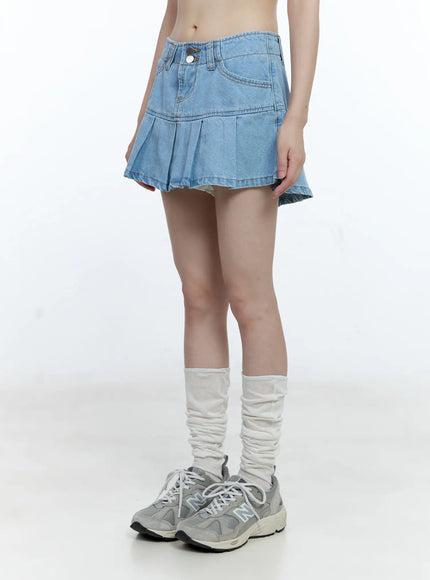 pleated-denim-mini-skort-cg511