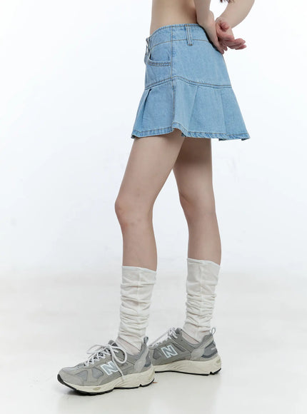 pleated-denim-mini-skort-cg511