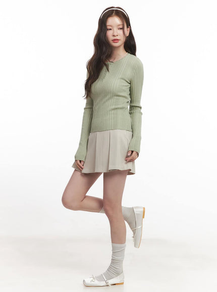 Ribbed Slim-Fit Round Neck Sweater  CA502