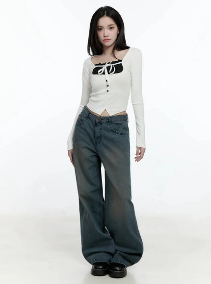 Rayna Mid Wash Wide Fit Jeans IO527