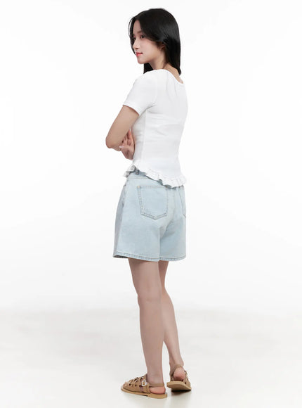 Casual Light-Wash Denim Shorts CL516