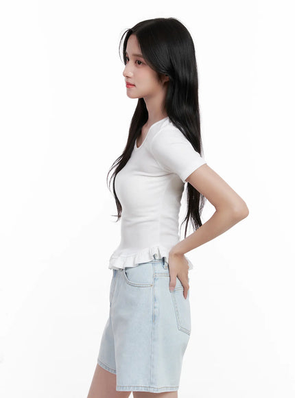 Ruffle Scoop-Neck Top CL516