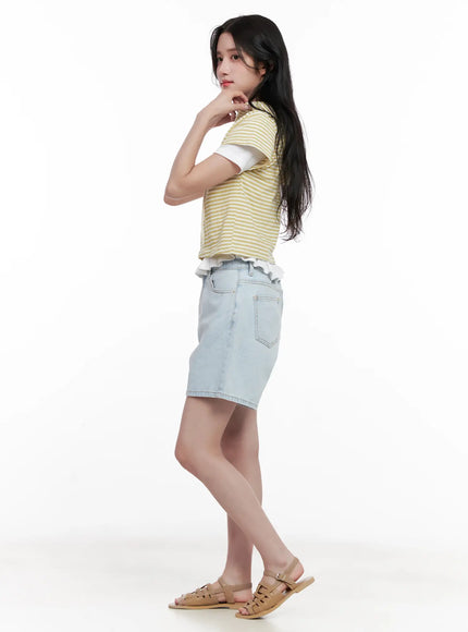 Casual Light-Wash Denim Shorts CL516