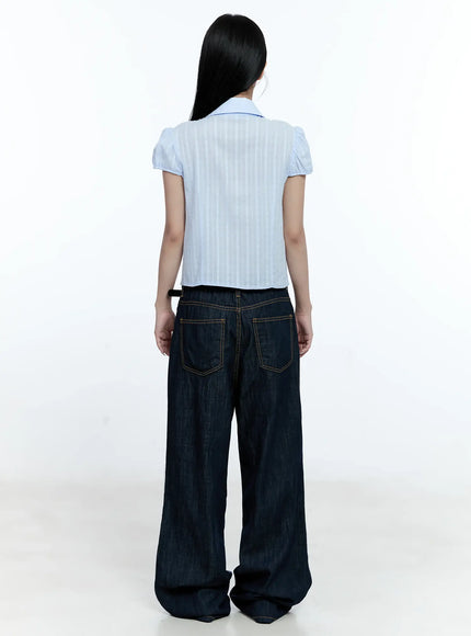 striped-puff-sleeve-blouse-cg513