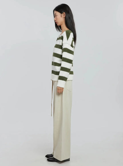 Striped V-neck Sweater IO530