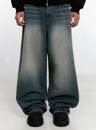 Men's Vintage Wash Baggy Jeans IS529