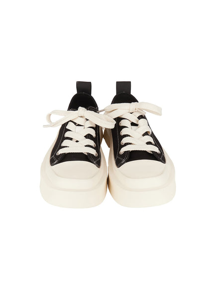 mens-square-lace-up-sneakers-ia504 / Black
