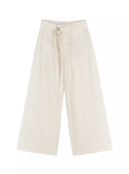 Wide Leg Cotton Belted Trousers IO530