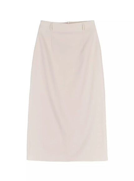 elegant-midi-belted-skirt-io530 / Light beige