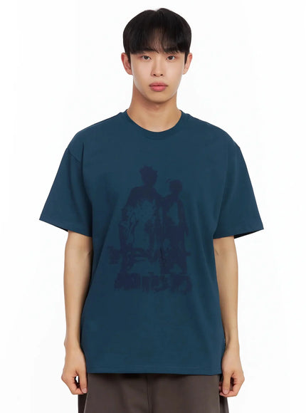 mens-abstract-graphic-t-shirt-il516 / Dark blue