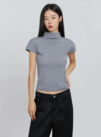 chic-high-neck-knit-top-io530 / Gray