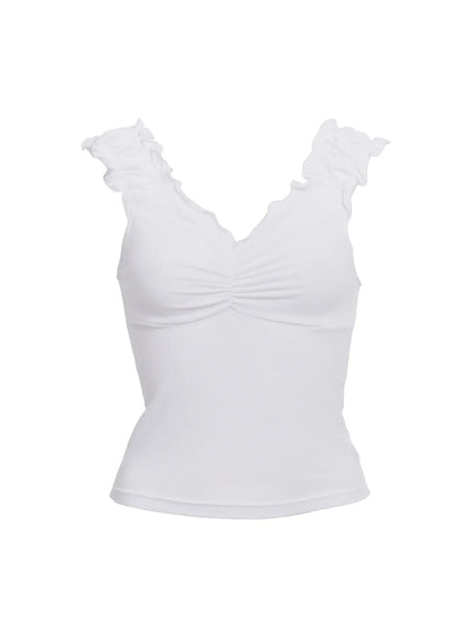 shirred-frill-tank-ic503 / White