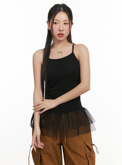 polka-dot-layering-skirt-cami-top-im525 / Black