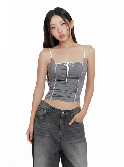 lace-trim-shirred-ribbon-camisole-cl508