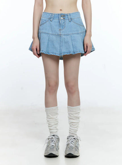 pleated-denim-mini-skort-cg511