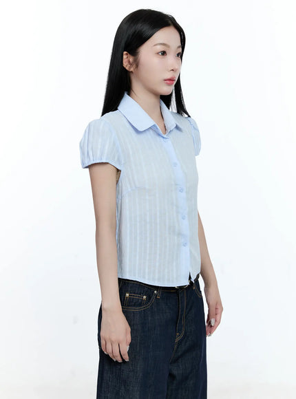 striped-puff-sleeve-blouse-cg513