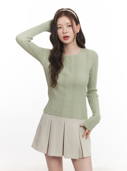 Ribbed Slim-Fit Round Neck Sweater  CA502