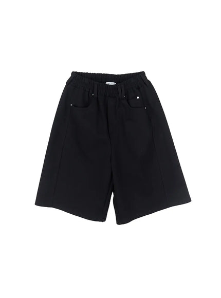 comfy-belted-jogger-sweatshorts-cl507 / Black
