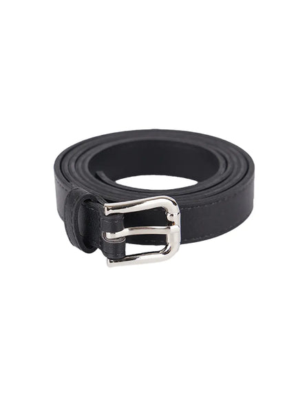 minimalist-red-faux-leather-belt-cl508 / Black