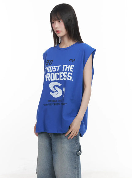 graphic-oversized-tank-top-cu518 / Blue