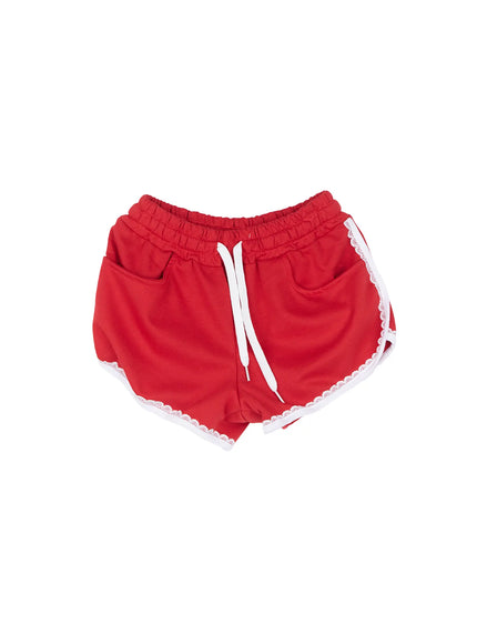 contrast-lace-trim-shorts-cl516 / Red