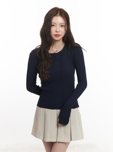 Ribbed Slim-Fit Round Neck Sweater  CA502