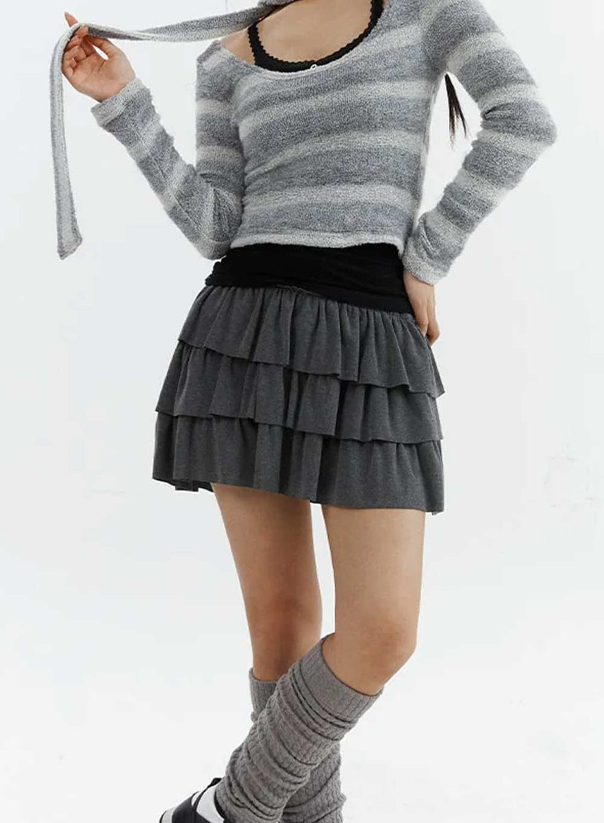 Solid Pleated Skirt OM408