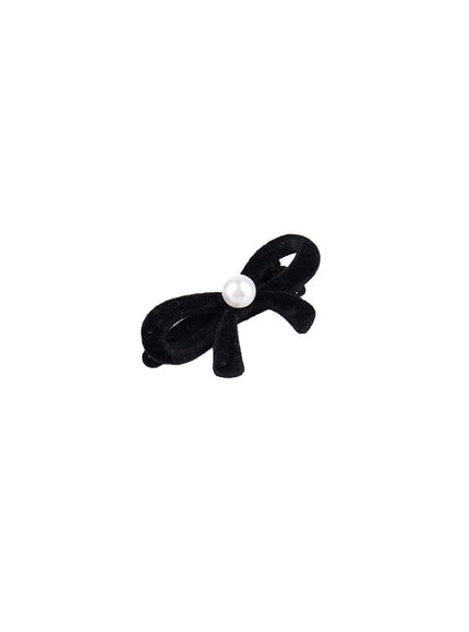 Pearl Black Ribbon Hairpin CJ515