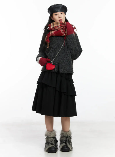 layered-ruffle-flare-midi-skirt-cd502