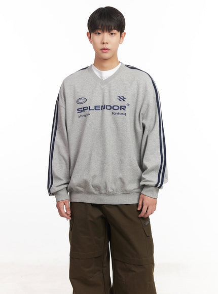 mens-v-neck-graphic-sweatshirt-im528 / gray