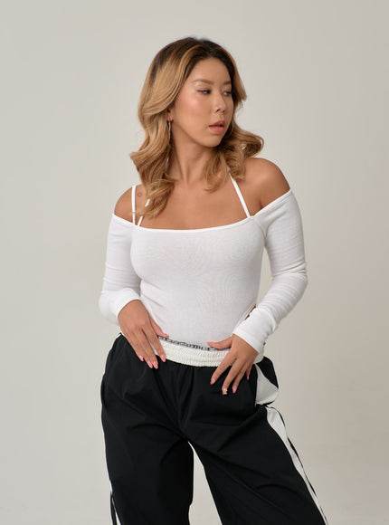 Off-Shoulder Thin Straps Bodysuit IN22