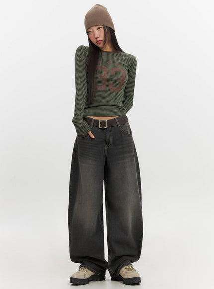 Skyla Washed Wide-Leg Baggy Jeans IF511