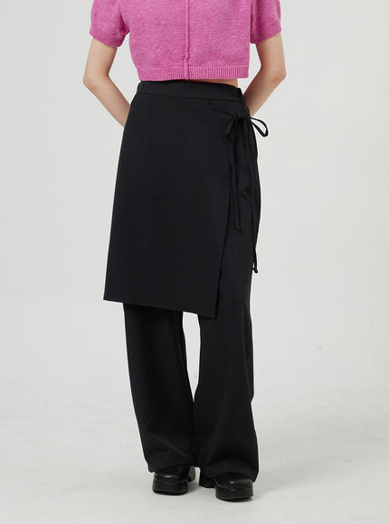 Wrapped Skirt Wide Leg Pants OF324